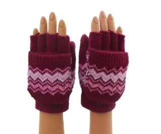 Chevron Zig Zag Convertible Fingerless Glove Mittens   Hand Knit   Great for Texting (Red)  Ski Helmets  Sports & Outdoors