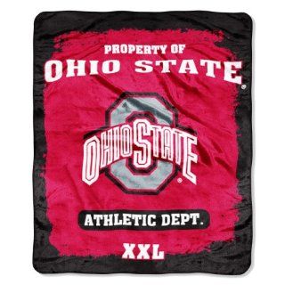 NCAA Ohio State Buckeyes 50 Inch by 60 Inch Micro Raschel Throw Blanket "Property Of" Design  Sports Fan Automotive Flags  Sports & Outdoors