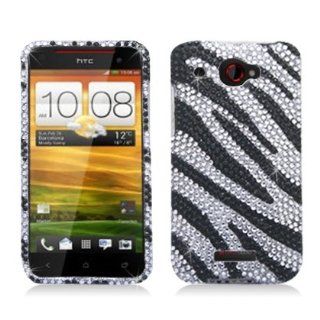 Aimo HTC6435PCLDI652 Dazzling Diamond Bling Case for HTC Droid DNA   Retail Packaging   Zebra Black/White Cell Phones & Accessories