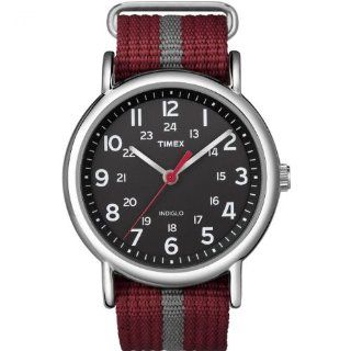 Timex T2N653KW Weekender Red and Gray  Slip Thru Nylon Strap Watch Timex Watches