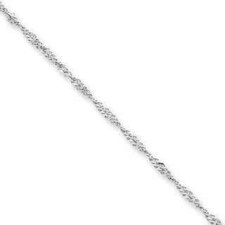 1.9mm, 14 Karat White Gold, Singapore Chain   20 inch Chain Necklaces Jewelry