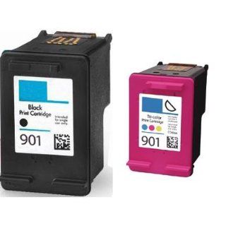 2 Packs Remanufactured for Hp 901xl 901 Xl Black & Color Ink Cc654an Cc656an