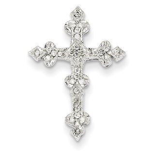 Diamond Cross Pendant in White Gold   14kt   Round   Astounding   Unisex Adult GEMaffair Jewelry