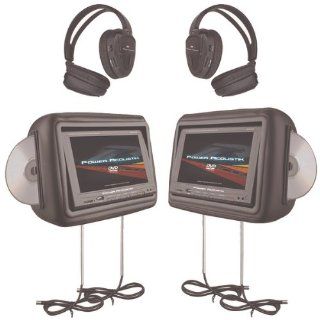 Brand New Power Acoustik 8.8" Preloaded Universal Headrest Monitors With Twin Dvd Player Combo & 2 Pair Of Headphones (Black) Electronics