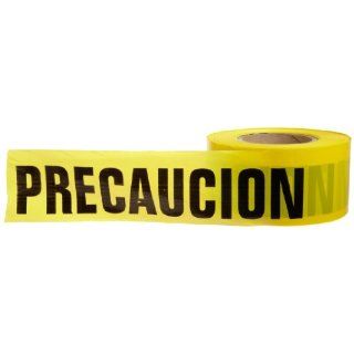 Presco B3102Y395 658 1000' Length x 3" Width x 2 mil Thick, Polyethylene, Yellow with Black Ink Barricade Tape, Legend "Precaucion" (Pack of 8) Safety Tape