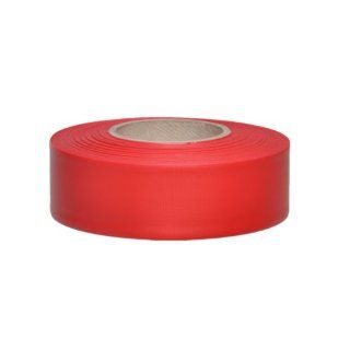 Presco CMR 658 300' Length x 1 3/16" Width, PVC Film, Coarse Matte Red Solid Color Roll Flagging (Pack of 144) Safety Tape