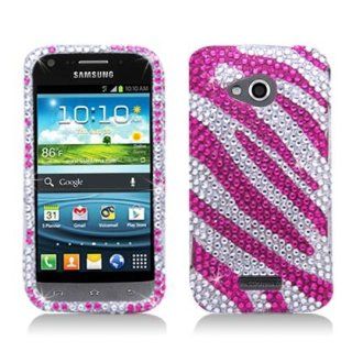 Aimo SAML300PCLDI686 Dazzling Diamond Bling Case for Samsung Galaxy Victory 4G LTE L300   Retail Packaging   Pink/White Zebra Cell Phones & Accessories