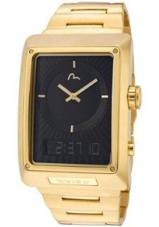 Men's Black Analog Digital Dial Gold Tone Stainless Steel Watches