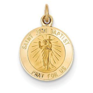 14K Yellow Gold Saint John Baptist Medal Charm 10mmx0mm Pendants Jewelry