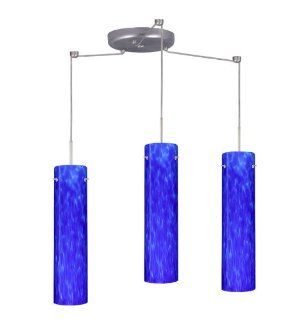 Besa Lighting 3JC 722486 GU24 SN Blue Cloud Stilo 16 Three Light Compact Fluorescent Pendant with Satin Nickel Metal Finish from the Stilo 16 Collection   Ceiling Pendant Fixtures  