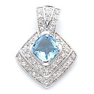 The Katie Collection   Sterling Silver Blue & Clear Cubic Zirconia Pendant Jewelry