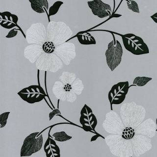 Brewster Home Fashions Ink Veined Floral Wallpaper