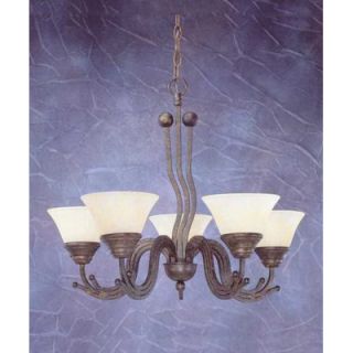 Toltec Lighting Wave 5 Light Chandelier with Marble Glass Shade