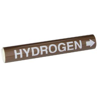 Brady 5834 I High Performance   Wrap Around Pipe Marker, B 689, White On Brown Pvf Over Laminated Polyester, Legend "Hydrogen" Industrial Pipe Markers