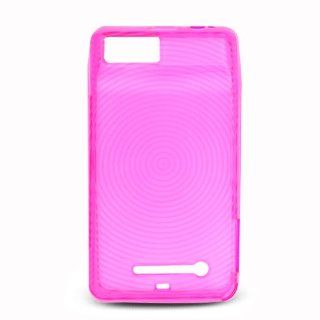 For Motorola DROID X MB810 & Droid X2 MB870 (Verizon) Crystal Silicone Skin Case Transparent "Pink Circles" Design Cell Phones & Accessories