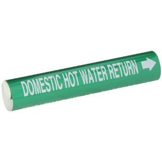 Brady 5816 I High Performance   Wrap Around Pipe Marker, B 689, White On Green Pvf Over Laminated Polyester, Legend "Domestic Hot Water Return" Industrial Pipe Markers