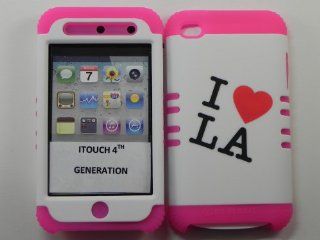 Apple iPod Touch 4G Case Heavy Duty ishield Hybrid I love LA hard plastic Snap On With Soft Pink Silicone & Free Pink Stylus Cell Phones & Accessories