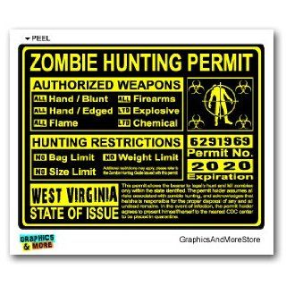 West Virginia WV Zombie Hunting License Permit Yellow   Biohazard Response Team   Window Bumper Locker Sticker Automotive