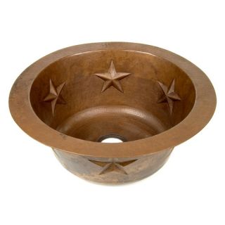 Copper 16 x 16 Round Texas Star Embossed Bar Sink