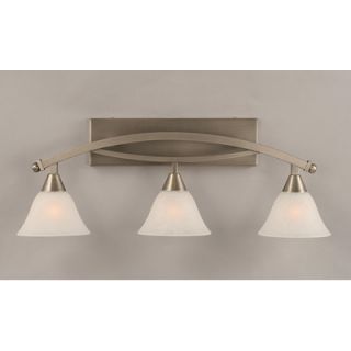 Toltec Lighting Bow 3 Light Bathroom Bar with White Marble Glass Shade