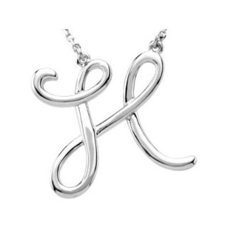 Jewelryweb Sterling Silver Fashion Script Initial Necklace H 16 Inch