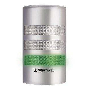 Werma 691 300 55 FlatSIGN Innovative LED Signal Tower with Transparent Housing, Silver Finish, 24VDC, Green/Yellow/Red Tower Stack Lights