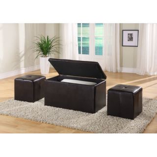 Modus Furniture Urban Leatherette Storage Bench with 2 Ottomans
