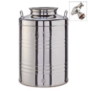 Italian Made Stainless Steel National Sanitary Foundation (NSF) Certified Fusti, 50 Liters (1,691 Ounces) Kitchen & Dining