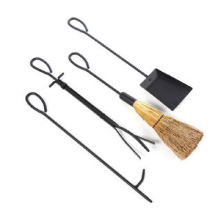 Uniflame Corporation 4 Piece Wrought Iron Ring Fireplace Tool Set With
