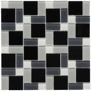 EliteTile Ambit 11 3/4 x 11 3/4 Polished Glass Block Mosaic in White