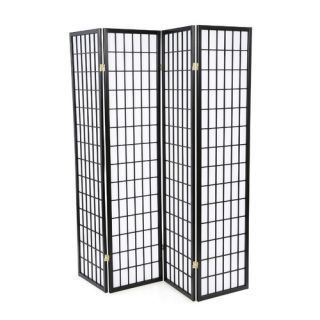 Quincy Four Panel Japanese Style Folding Screen in Black