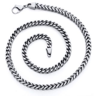 Oravo Mens 22 inch Four Sided Stainless Steel Wheat Chain Necklace