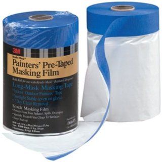 3M Marine 6696 24IN PRE TAPED MASKING FILM W/ HAND MASKER PRE TAPED PLASTIC DROP CLOTH WITH DISPENSER   Paint Drop Cloths  