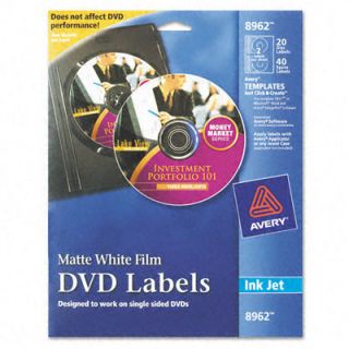 Avery Inkjet DVD Labels, 20/Pack