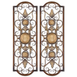 Micayla Panels Wall Art in Antiqued Gold (Set of 2)