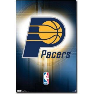 Professionally Framed Indiana Pacers Logo Sports Poster Print   22x34 with RichAndFramous Black Wood Frame  