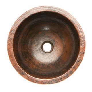 Premier Copper Products Small Round Undermount Hammered Copper Sink in