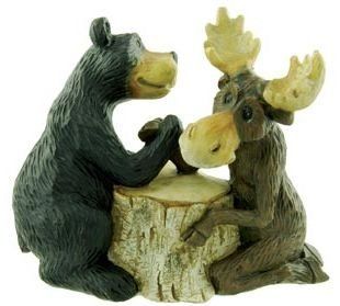 Bear & Moose Arm Wrestling Figure, 6.5 inch   Collectible Figurines