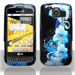 Blue Flower Hard Cover Case for LG Optimus S LS670 Cell Phones & Accessories