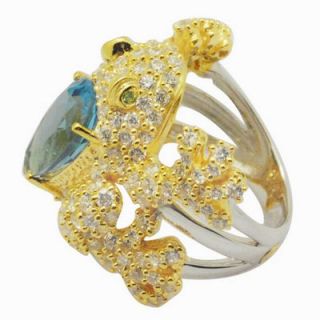 DeBuman 18K Gold and Sterling Silver Pear Swiss Topaz and Round Zircon