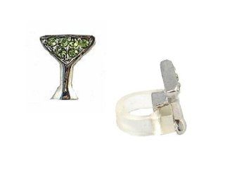Cell Phone Charm   C28   Antennae Jewelry   Crystal Martini Glass ~ Green Apple Jewelry