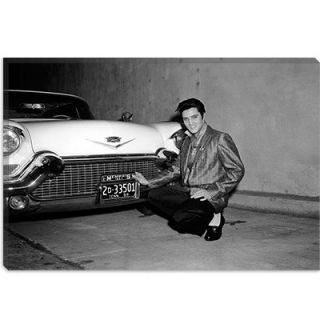 iCanvasArt Elvis Presley and a Cadillac, 1950s Photographic Print on