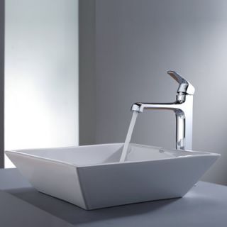Decorum Square Ceramic Bathroom Sink and Faucet   C KCV 125 15200CH
