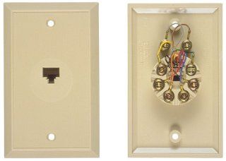 Allen Tel Products AT697B NK Single Gang, 1 Port, 8 Position, 8 Conductor, Non Keyed Flush Mount Wall Outlet Jack, Plastic, Ivory