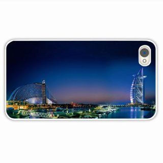 Custom Make Apple Iphone 4 4S City Dubai United Arab Emirates Sea Of Chrismas Present White Cellphone Skin For Women Cell Phones & Accessories