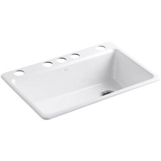 KOHLER K 5871 5UA3 0 Riverby Single Bowl Undermount Kitchen Sink, White    