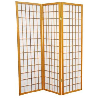 Oriental Furniture 5 Feet Tall Window Pane Shoji Screen in Honey