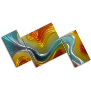 My Art Outlet Geometric Colored Ripples 3 Piece Contemporary