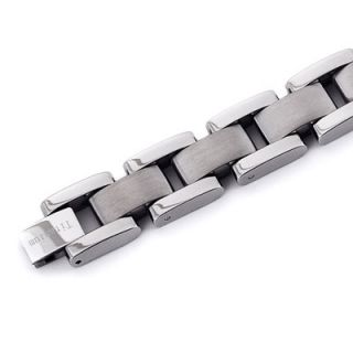Oravo Mens Titanium ID Style Sterling Silver Inlay CZ accent Bracelet