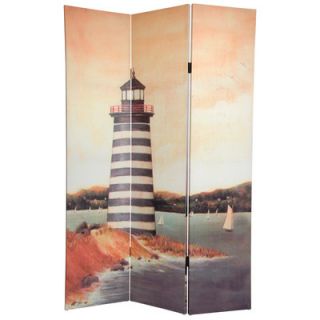 Oriental Furniture 72 x 48 Double Sided Lighthouses 3 Panel Room
